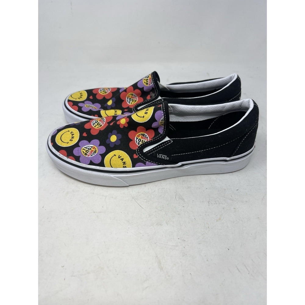 Vans Classic Slip On Radically Happy Black Skate Shoe Sneaker Men's 8 Women 9.5 - Picture 3 of 6